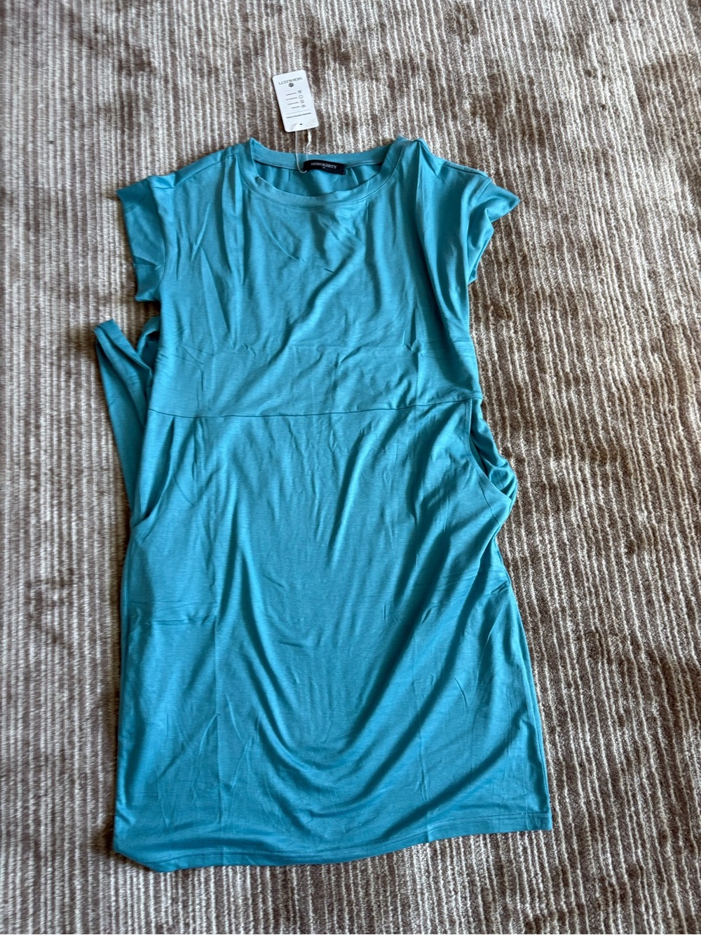 Merokeety Turquoise Cap-Sleeve Tunic Dress Medium NWT